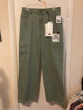 d. jeans Olive Green High-Waist Wide Leg Cargo Jeans